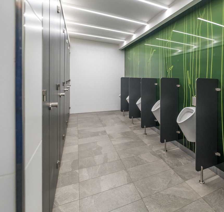 Office restroom cleaning sanitized space.